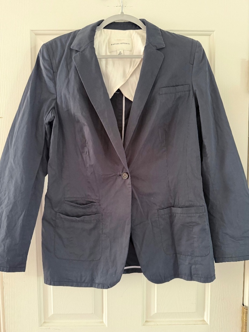 Banana Republic Women's Navy Blue Cotton Blazer Jacket. Size 14